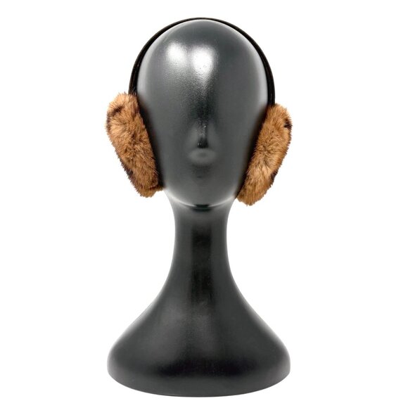 LOUIS VUITTON Vintage LV Monogram Mink Earmuffs Brown Gold Suede [106418] - Picture 6 of 15